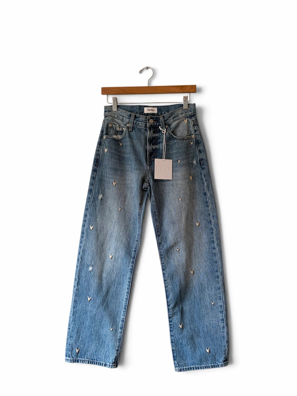 PISTOLA LEXI MID RISE BOWED STRAIGHT JEAN - CONFETTI VINTAGE - Picture 7 of 15